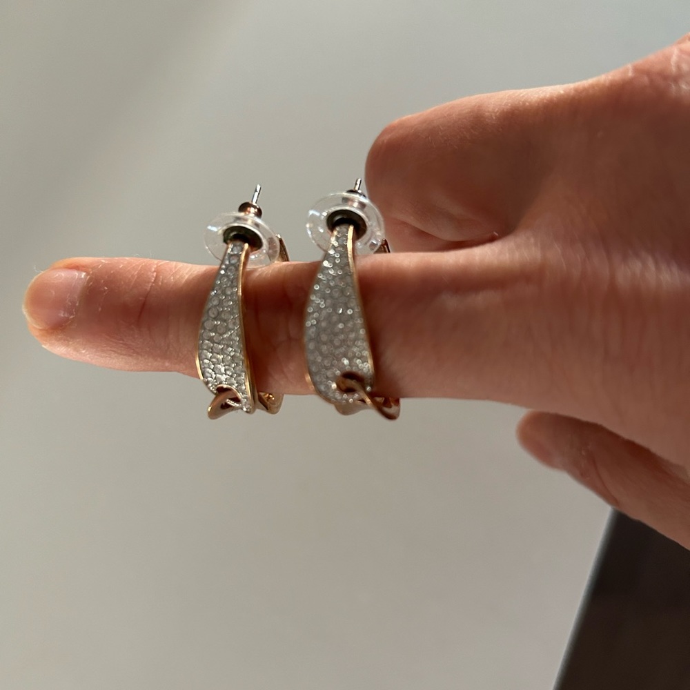 Swarovski rose gold hoop earrings